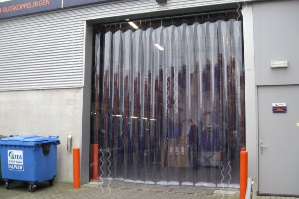 PVC curtain at the entrance to a warehouse