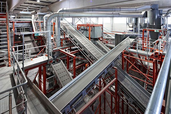 waste recycling conveyor system
